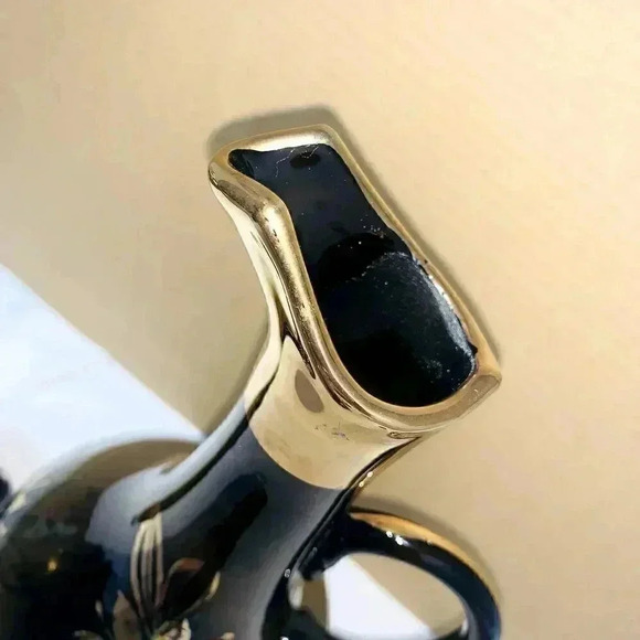 Romanian MidCent Smoked Glass 22k Gold Carafe Decanter Czech Bohemian - Picture 5 of 16